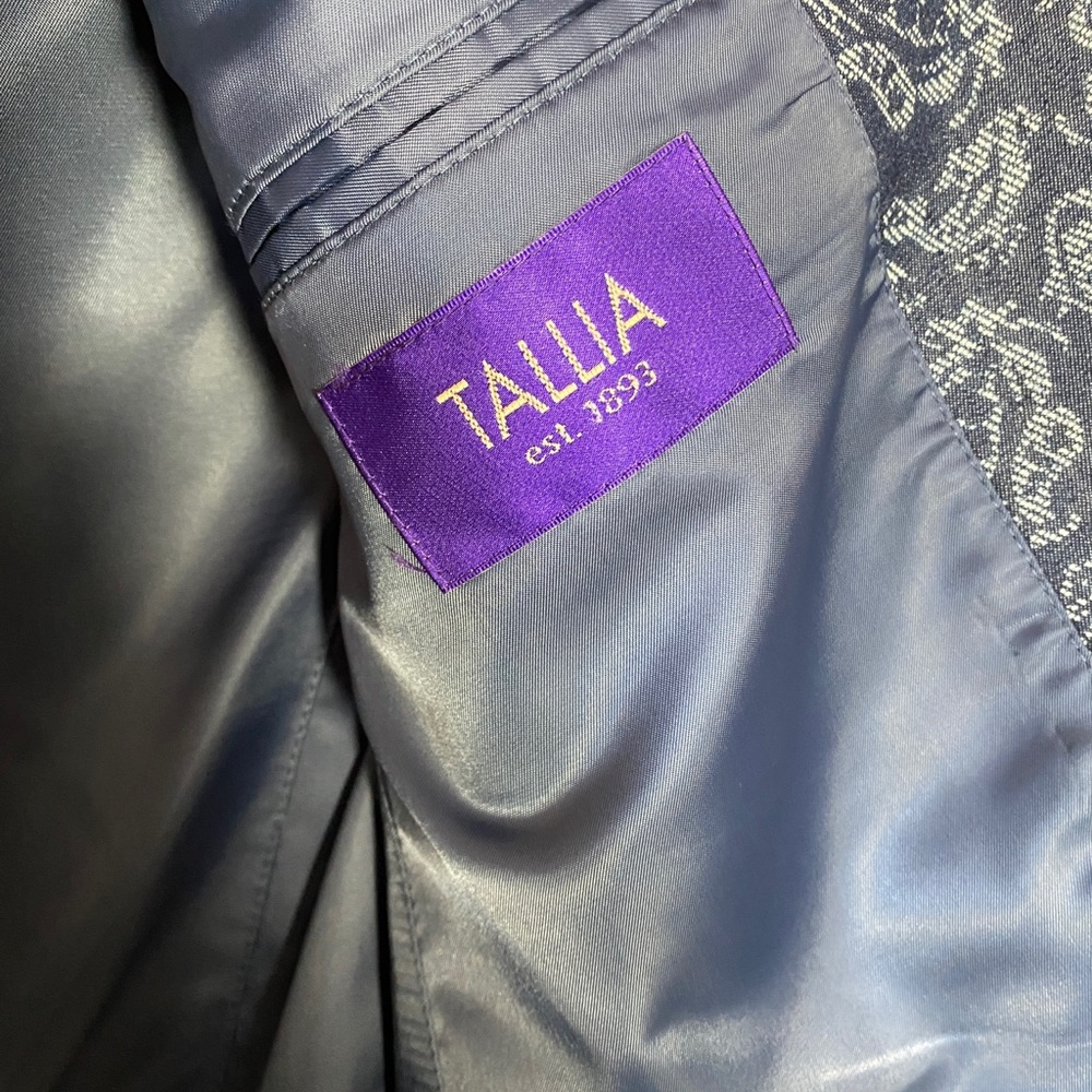 Tallia Blue Textured Paisley Cotton Blazer - Lined - Picture 5 of 14